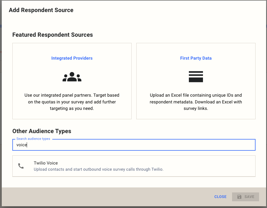 Add respondent source: searching for Twilio Voice