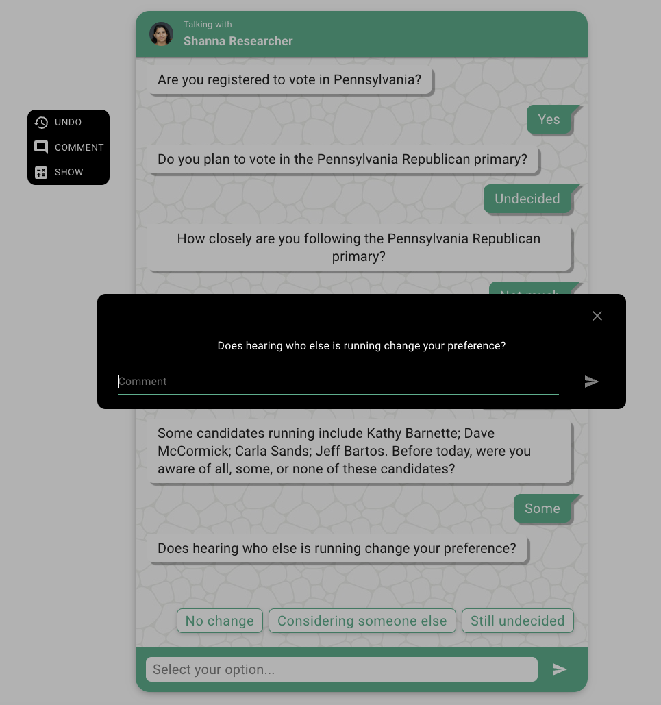 Add a comment to a question during survey review