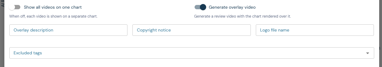 Overlay generation enabled, exposing Overlay description, Copyright notice and Logo file name