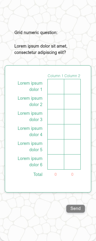 Two-column numeric grid mobile
