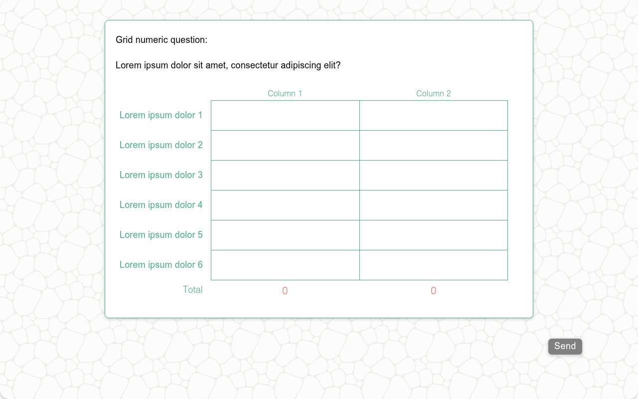 Two-column numeric grid