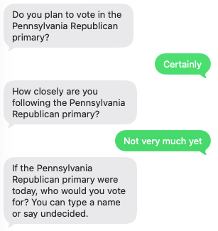 An interactive SMS survey in action